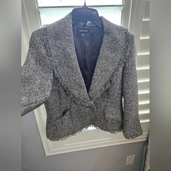 Bebe Women's Gray Tweed Jacket Size 10 - Picture 3 of 11